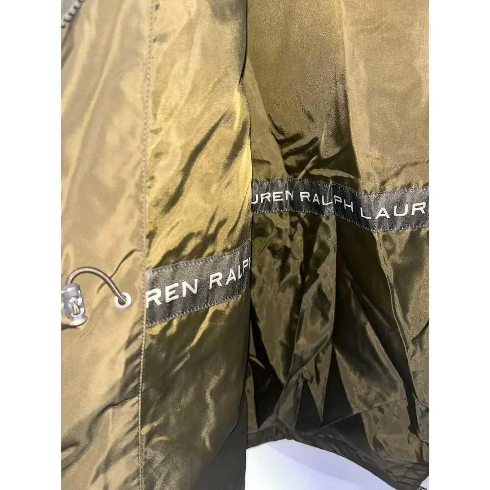 LAUREN Ralph Lauren green utility longline adjust waist stowaway hood logos L